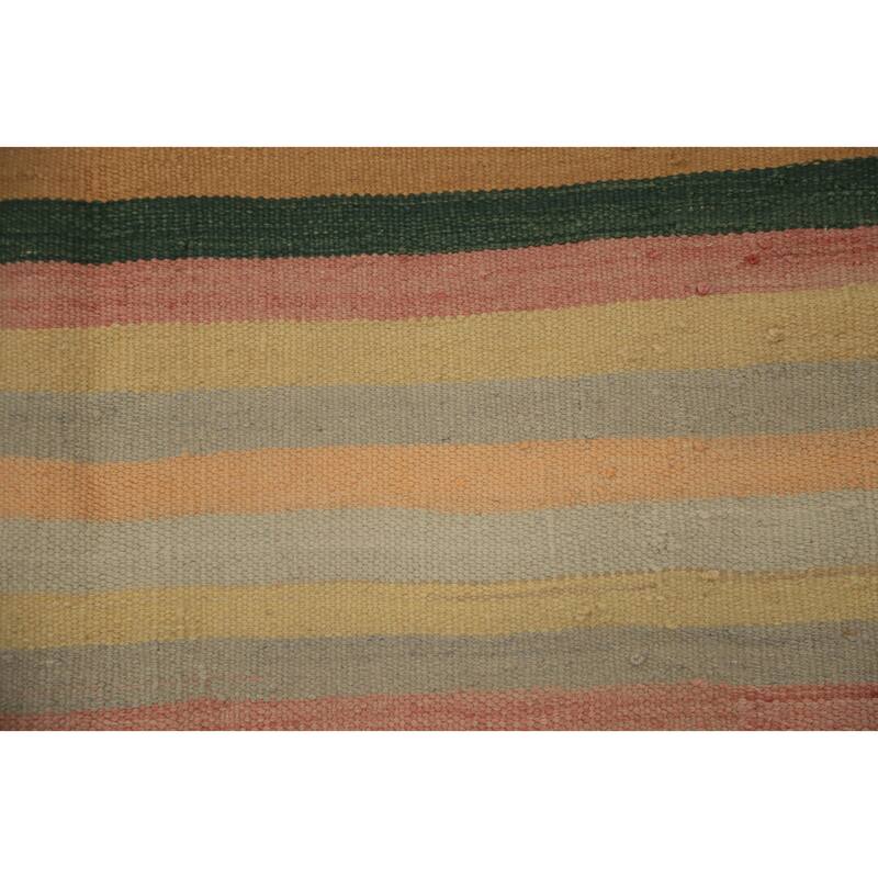 Hand Woven Oriental 100% Wool Carpet Southwestern Geometric Multi-Colored Kilim Area Rug - 10' 2'' X 5' 4''