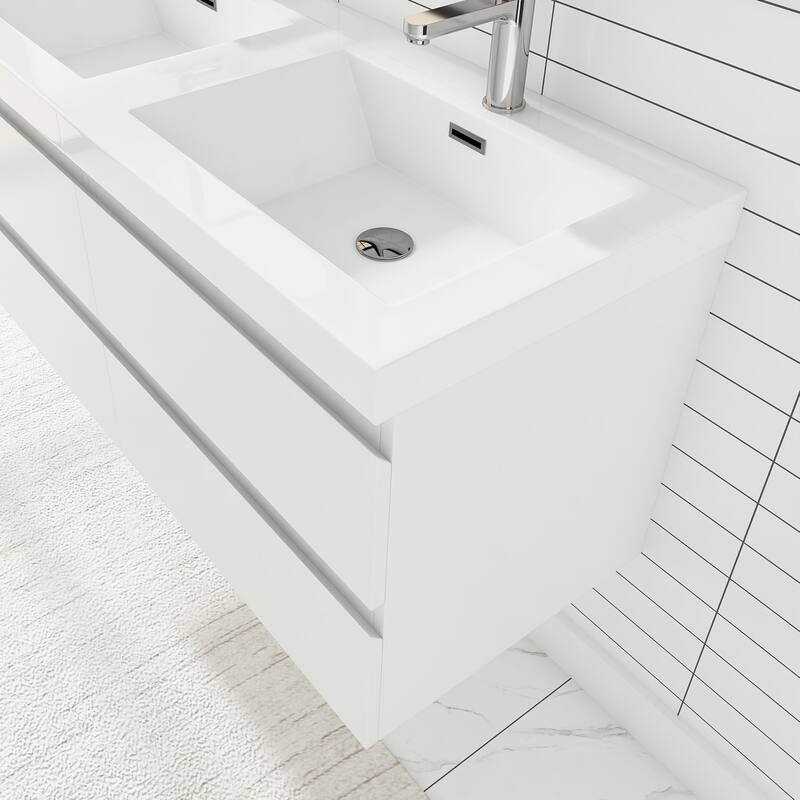 Angela 47 in.W x 19.5 in.D x 20.5 in.H Wall-Mounted Bath Vanity with White Cultured Marble Top