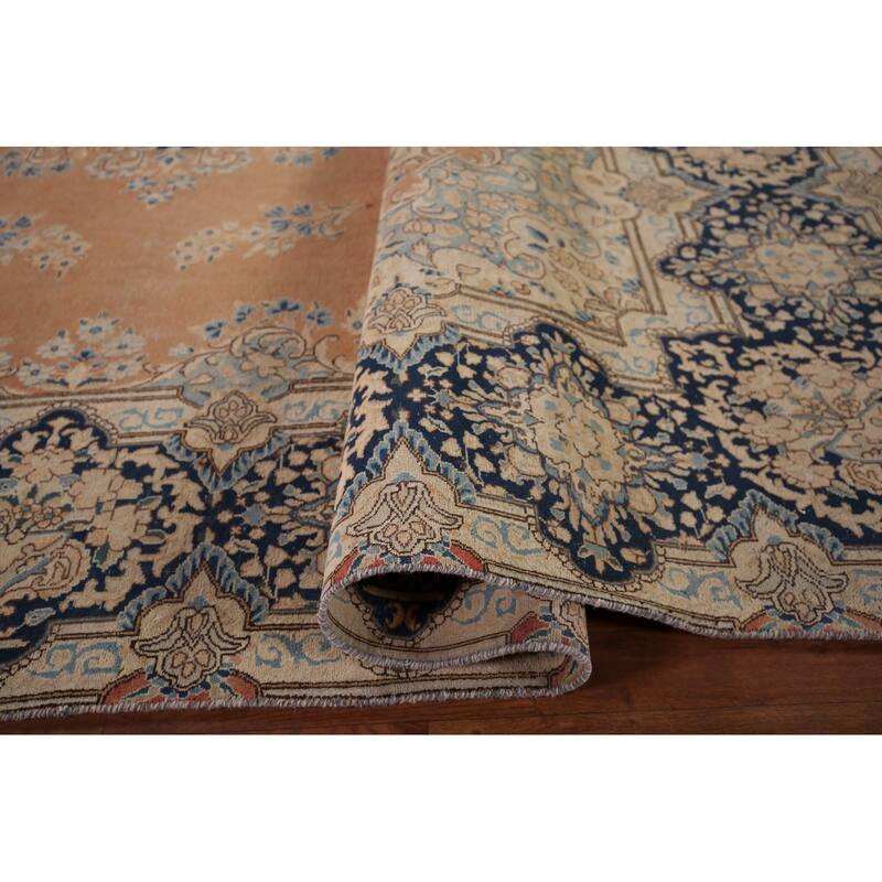 Vintage Distressed Kerman Persian Vintage Rug Handmade Wool Carpet - 9'8"x 12'6"