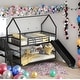 preview thumbnail 2 of 7, Modern Twin over Twin Metal Bunk Bed House Bed with Convertible Slide and Built-in Storage Staircase