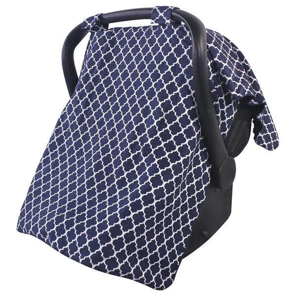 slide 1 of 1, Hudson Baby Infant Girl Reversible Car Seat and Stroller Canopy, Navy Trellis, One Size - Navy Trellis Navy Trellis