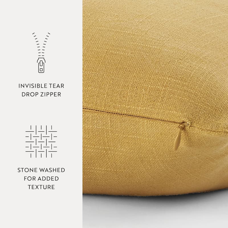 Washed and Distressed Cotton Decor Throw Pillow in Stone Washed