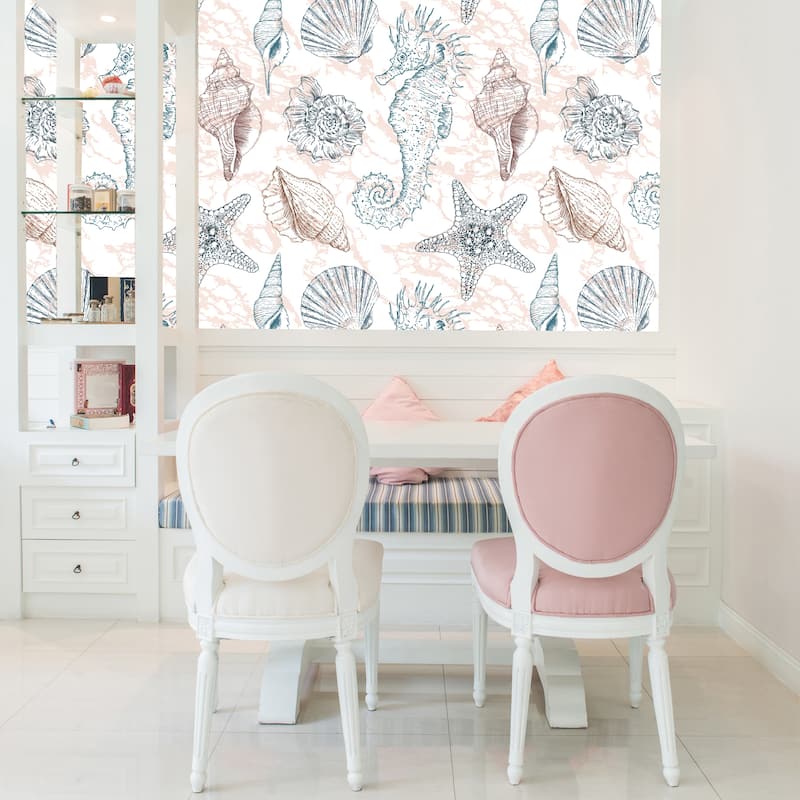 Marine Seahorse and Corals Removable Wallpaper - 24'' inch x 10'ft