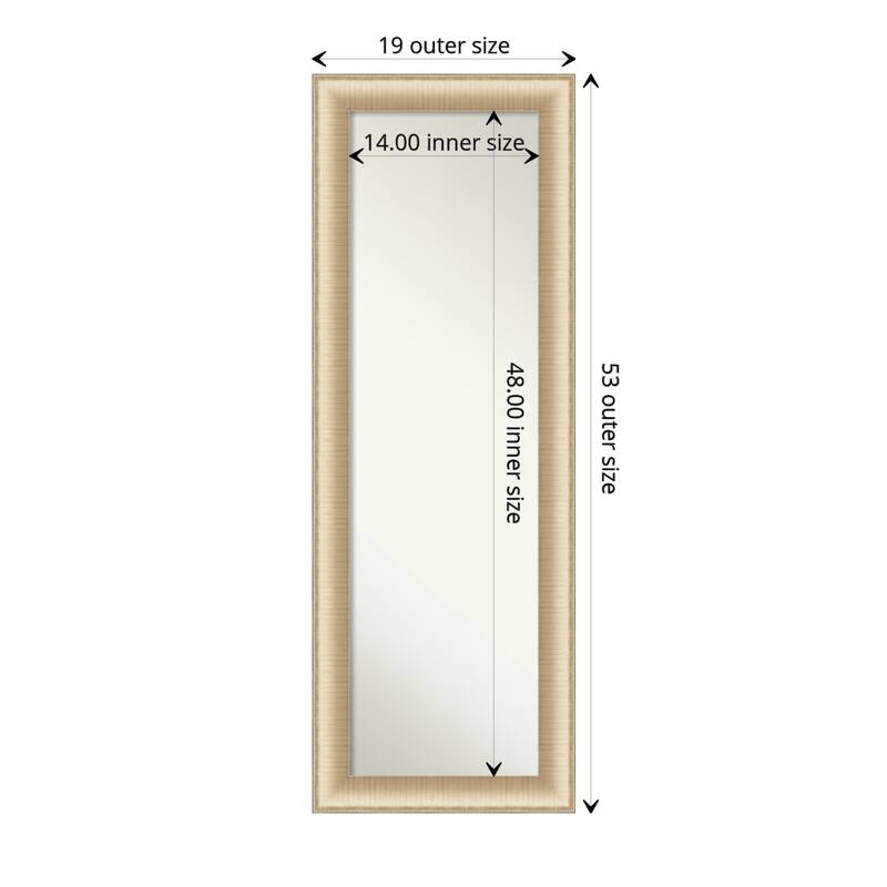 Non-Beveled Full Length On The Door Mirror - Brown Frame - Elegant Brushed Honey