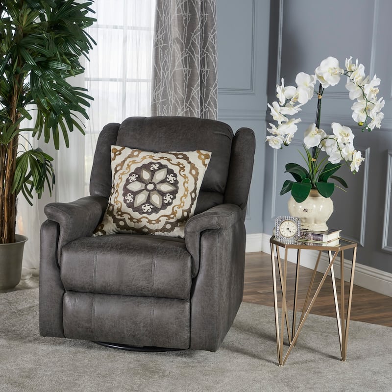 Swivel Rocking Recliner Chair with Footrest, Upholstered Glider Nursery Chair for Living Room, Nursery, Manual Single Sofa - Sage