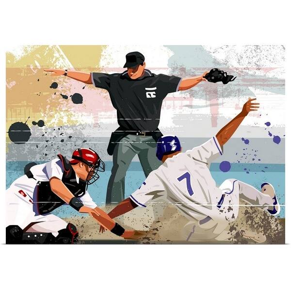 slide 2 of 9, Baseball player safe at home plate - Multi