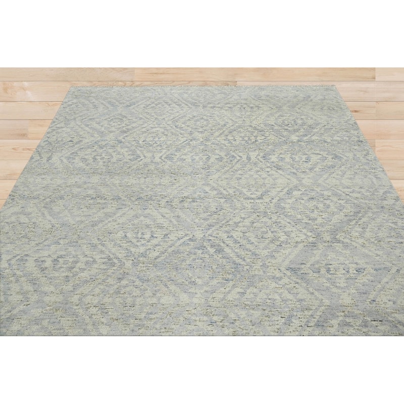 Hand Knotted All-Over Gray Oushak Wool Transitional Oriental Area Rug