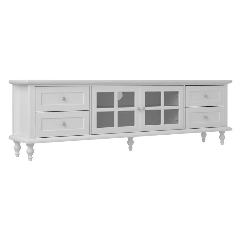 Cabinet Duo Entertainment Center Premium Tempered Glass Display Cabinet - 70.9"Wx21.5"H