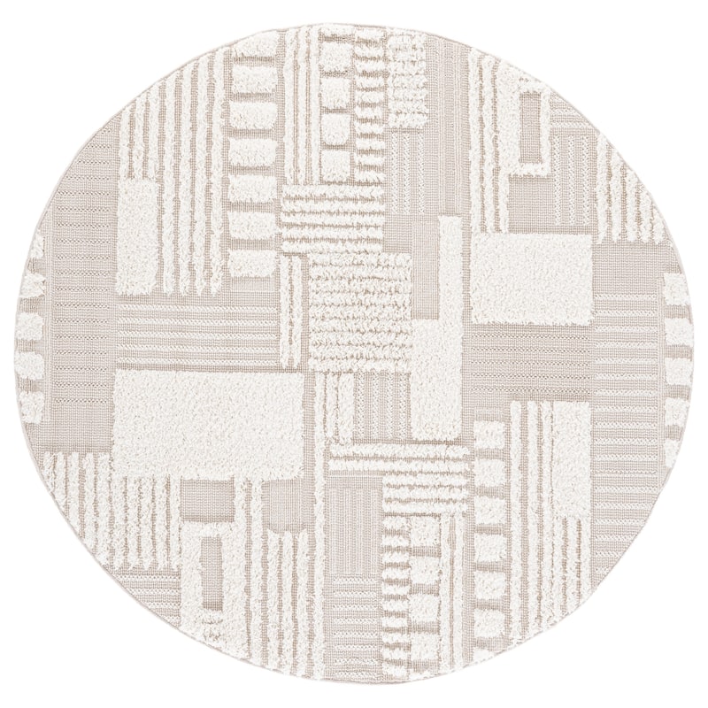 SAFAVIEH Trends Wilda Geometric Rug - 5'3" Round - Beige/Ivory
