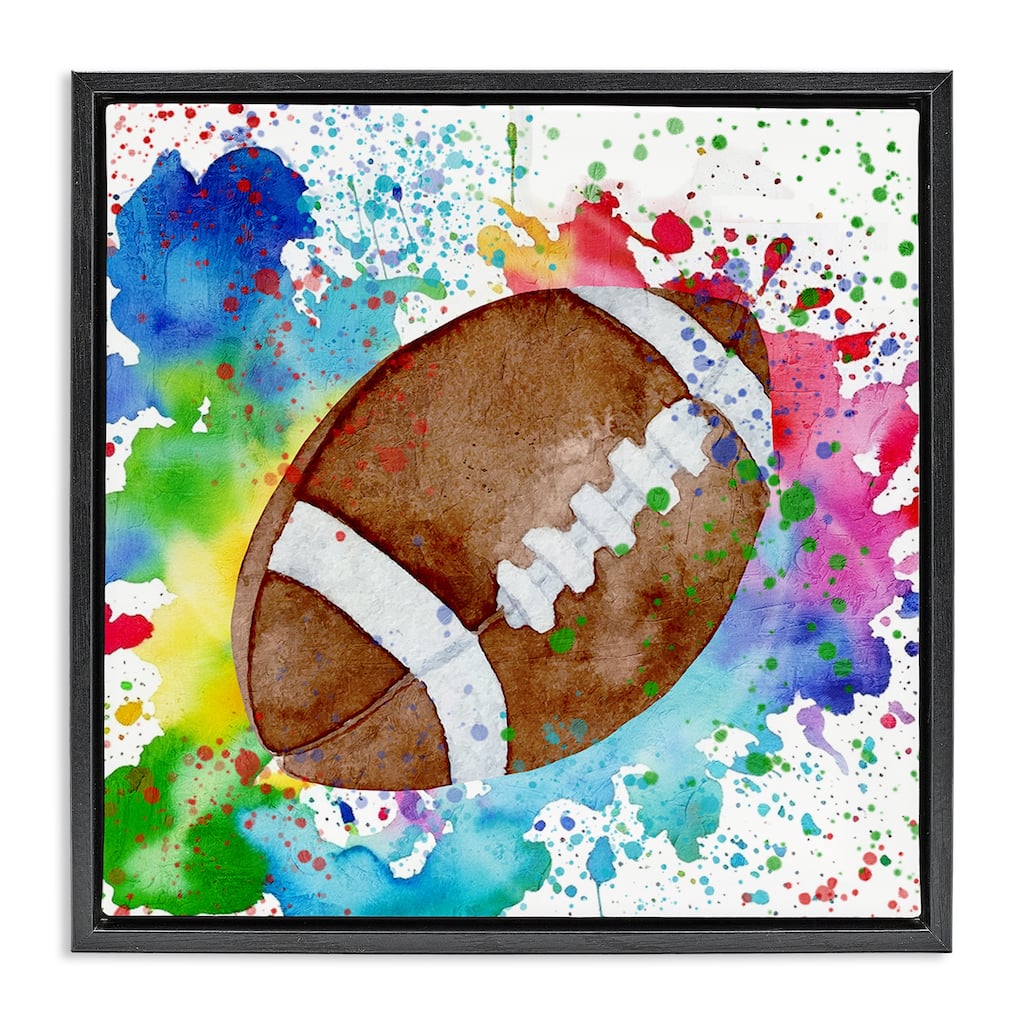 Stupell Vivid Splash & Football Framed Floater Canvas Wall Art Design By Kim Allen