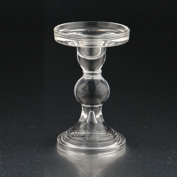 5.5" Clear Pillar Finish Glass Tabletop Candle Holder - N/A