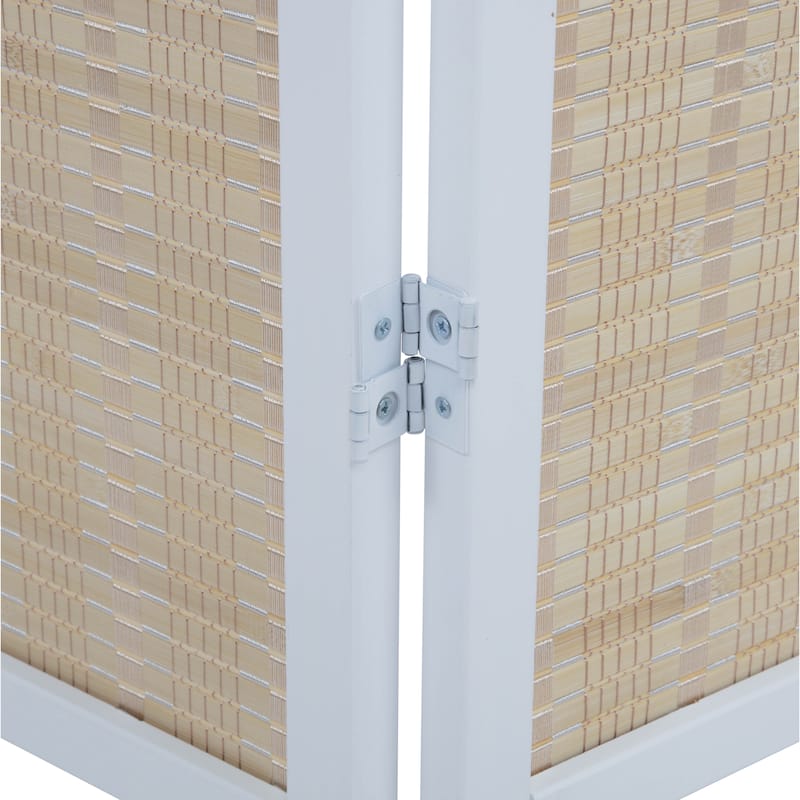 Roundhill Furniture Inkwell 4-Panel Bamboo Room Divider, Folding Portable Partition Screen