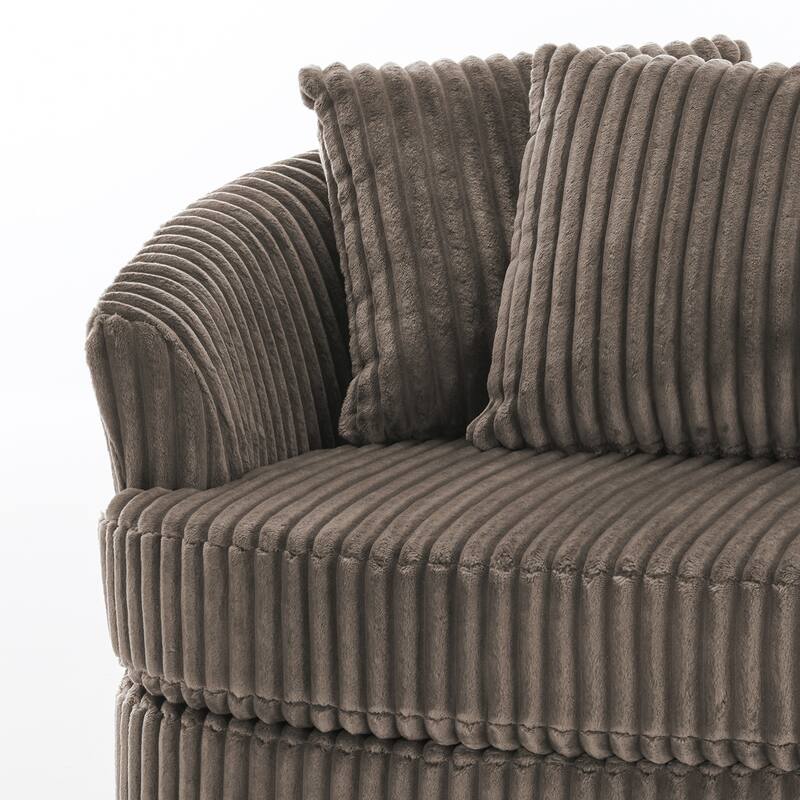 UIXE Oversize 43" Plush Corduroy Swivel Barrel Chair Comfy Accent Chair For Living Room