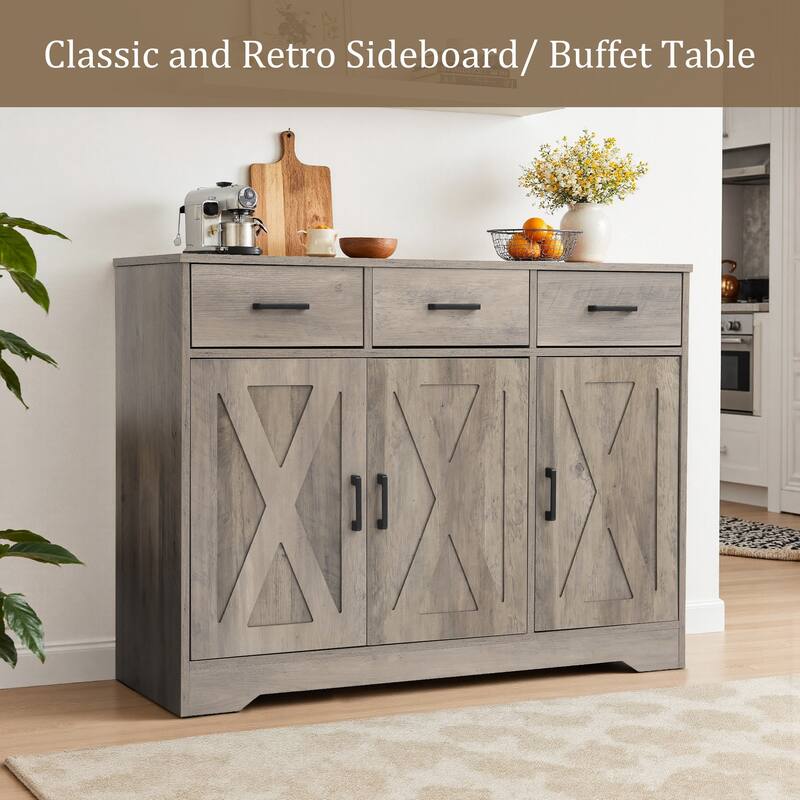 Traditional 3 Drawer Sideboard Storage Cabinet