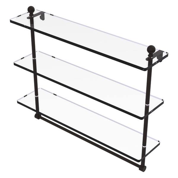 Mambo 22 in. L x 8 in. H x 5 in. W 2-Tier Clear Glass Bathroom Shelf in Antique Bronze Mambo 22 in. L x 8 in. H x 5 in. W 2-Tier Clear Glass Bathroom Shelf in Antique Bronze