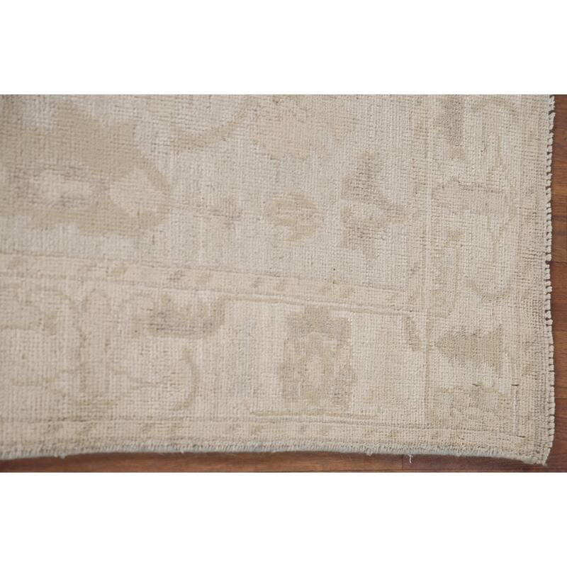 Hand Knotted Oriental 100% Wool Carpet Transitional All-Over Beige & Ivories Oushak Area Rug - 6' 1'' X 3' 9''