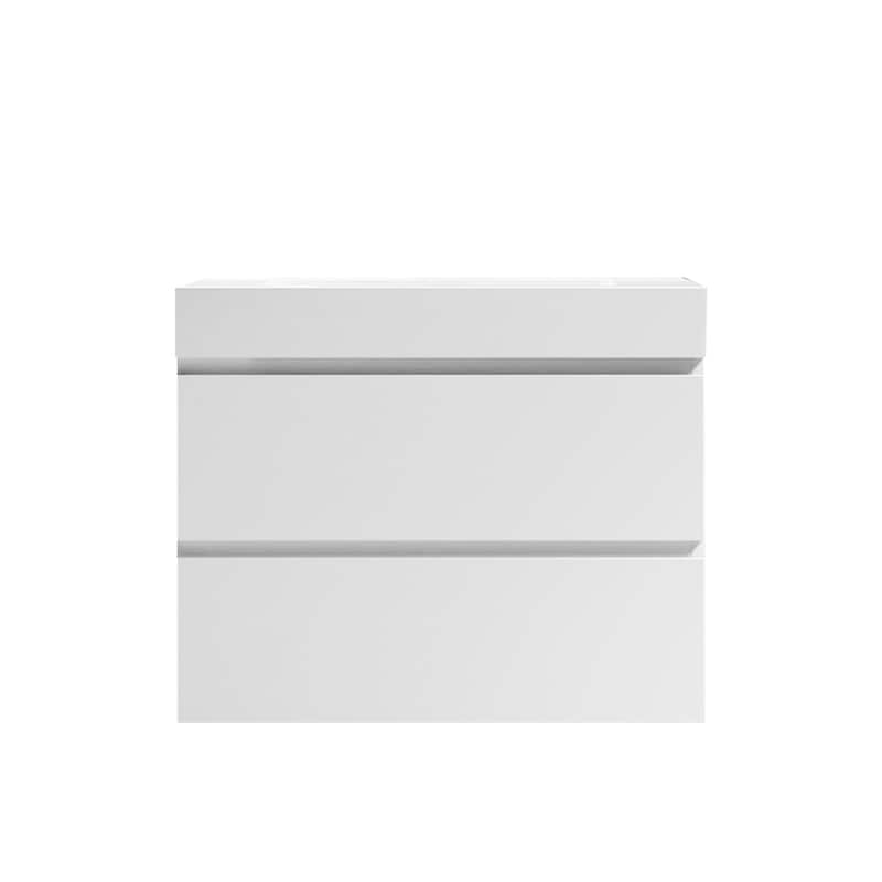 GDFStudio - Eloise Seamless Integrated Solid Surface Bathroom Basin with Overflow and Contemporary Silhouette