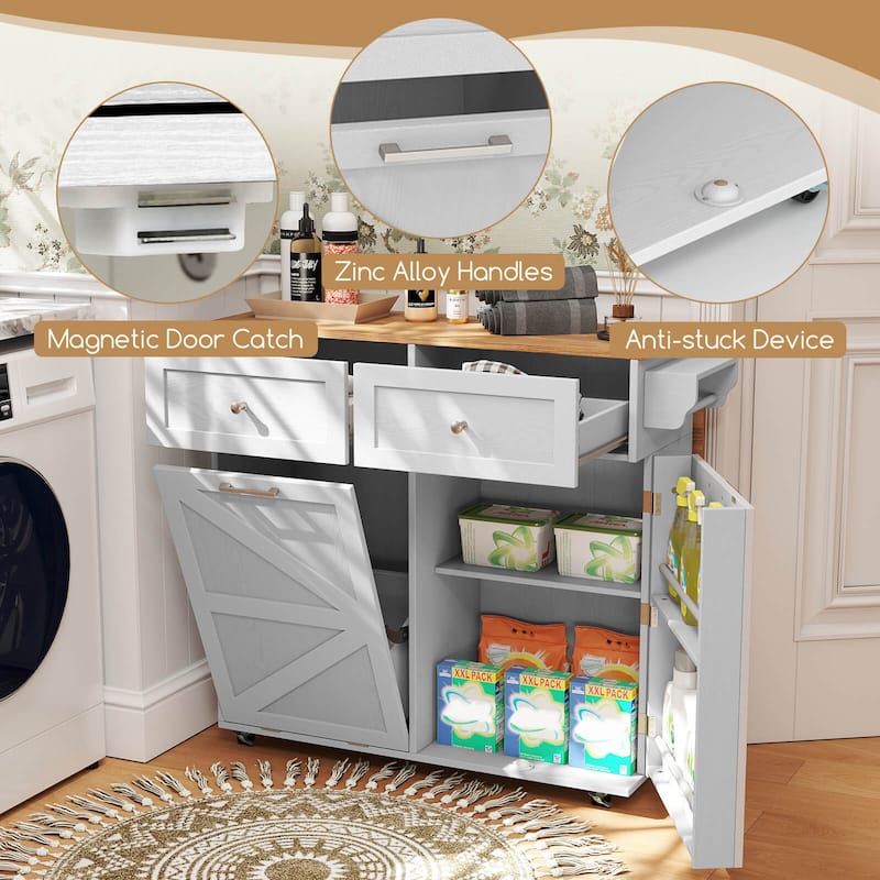 Costway Rolling Kitchen Island Kitchen Island Cart with Drop Leaf - See Details