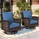 preview thumbnail 68 of 99, MAISON ARTS Extra-Large Patio Wicker Sofa Conversation Set with Coffee Table, Oversize Seat with 5.5'' Thick Padded Cushion 2PCS Swivel Chairs Only - Navy Blue