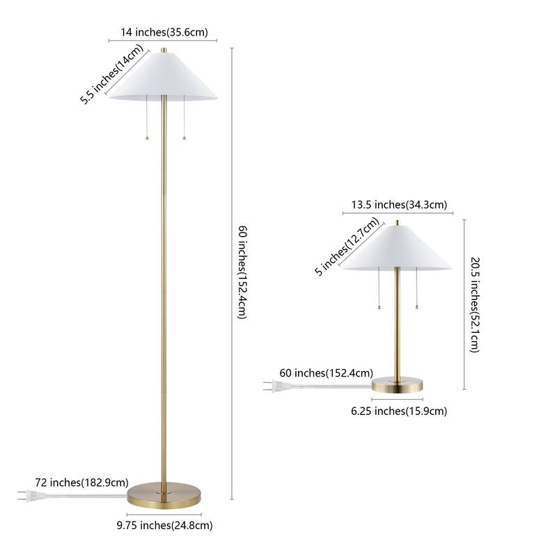 SAFAVIEH Lighting Rediona Floor And Table Lamp (Set of 3) - 14" W x 14" D x 60" H - 14Wx14Dx60H