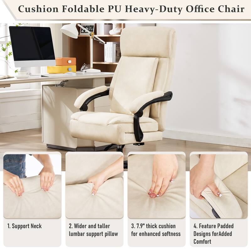 500Lbs Ergonomic Office Chair with Foot Rest, Faux Leather Executive Chair Reclining Chair, Swivel Heavy Duty Task Desk Chairs