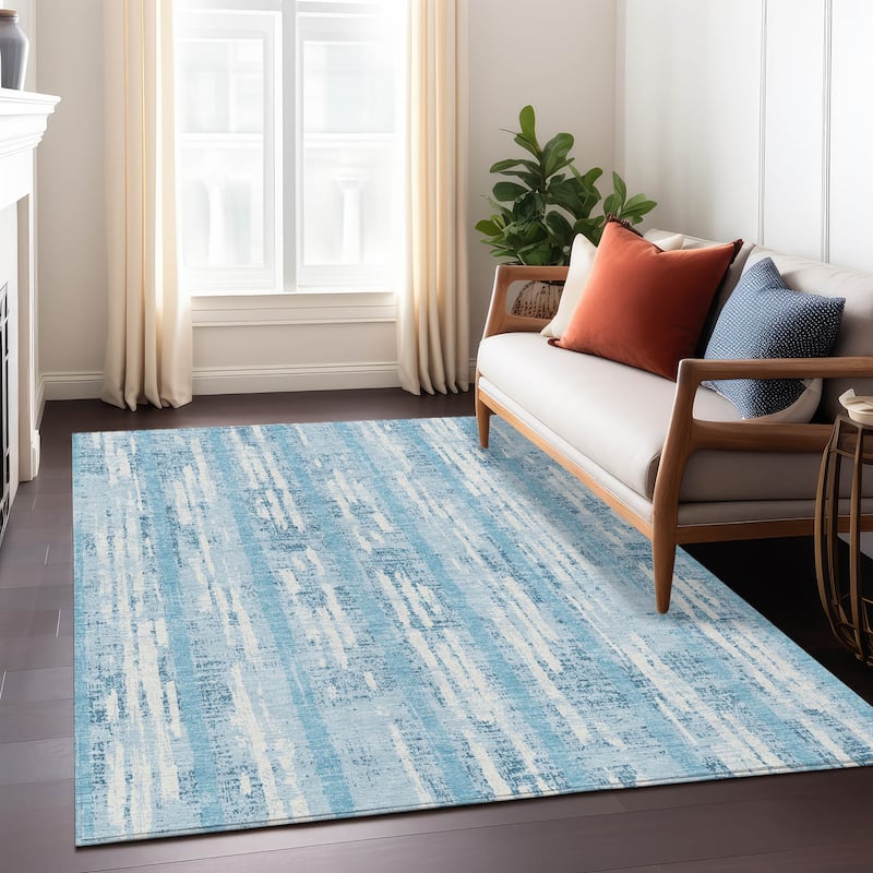 Machine Washable Indoor/ Outdoor Chantille Ombre Stripe Rug