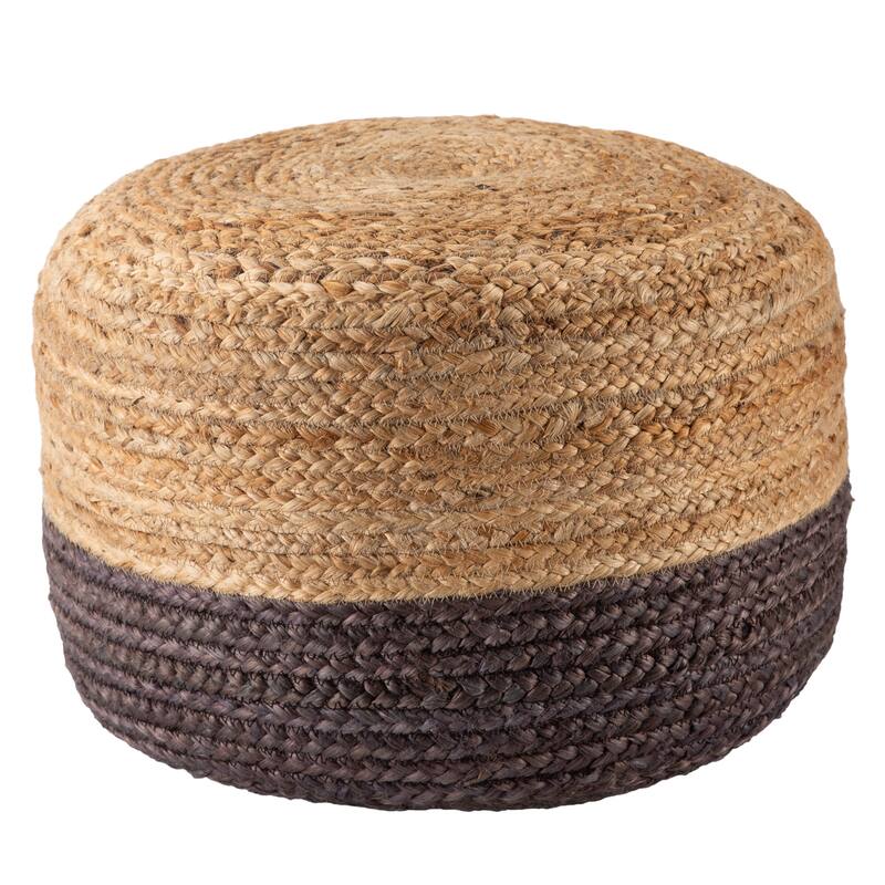 Sangam Cylinder Pouf - Dark Grey/Beige