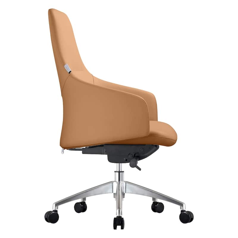 LeisureMod Celeste Office Chair in Upholstered Leather and Iron Frame