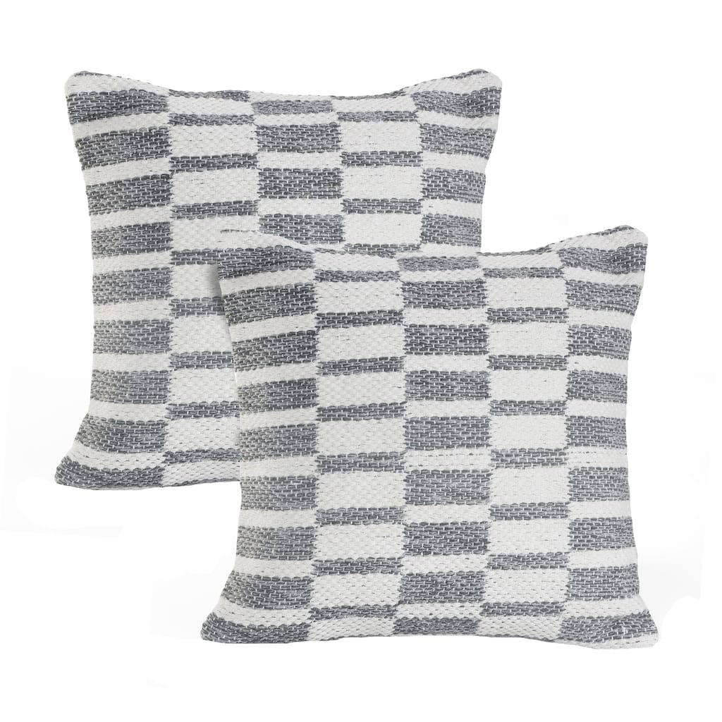 HomeRoots Set of Two 18" Gray Geometric Cotton Throw Pillows