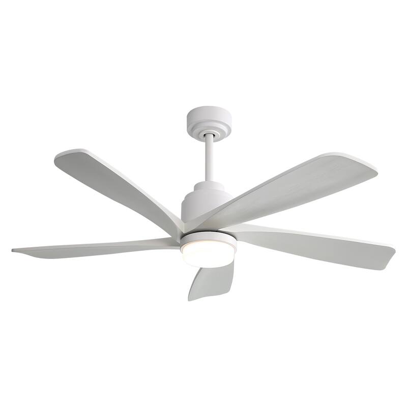 52" Indoor Ceiling Fan with Light, 5 Solid Wood Blades Smart Remote Control Reversible DC Motor Ceiling Fan
