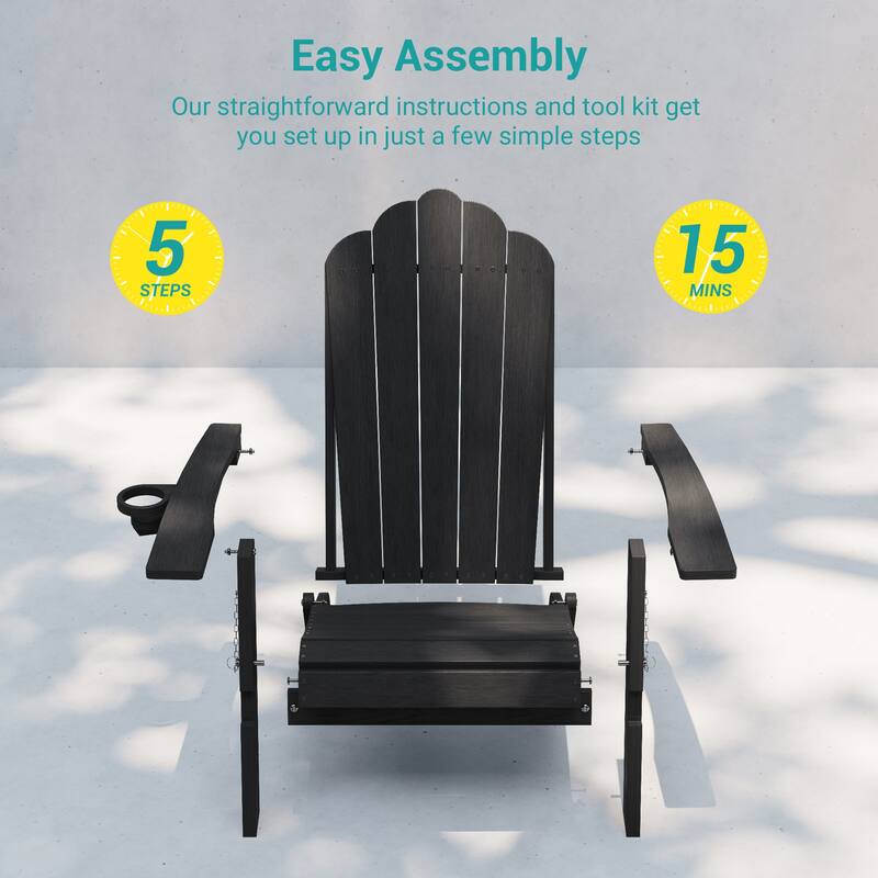 Foldable HDPE Adirondack Chair All-Weather W/ Cup Holder