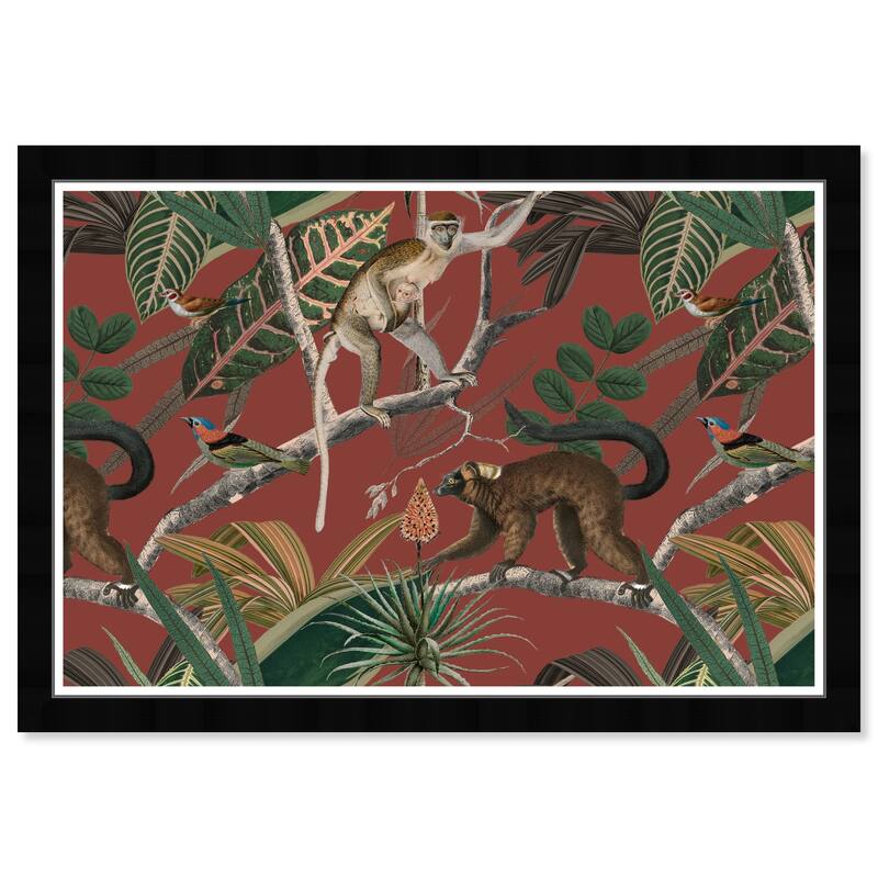 Wynwood Studio Prints Animals Manera Jungla Brown and Army Green Traditional Wall Art Canvas Print