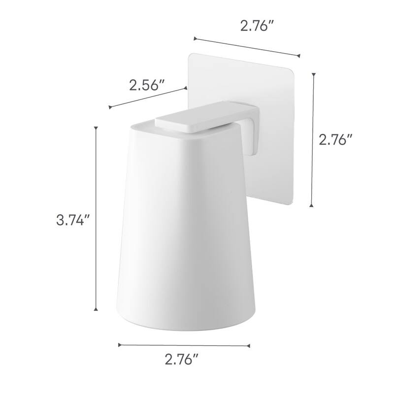 Yamazaki Home Traceless Adhesive Magnetic Cup, ABS Plastic, 200ml - L 2.76 x W 2.76 x H 3.74 inches