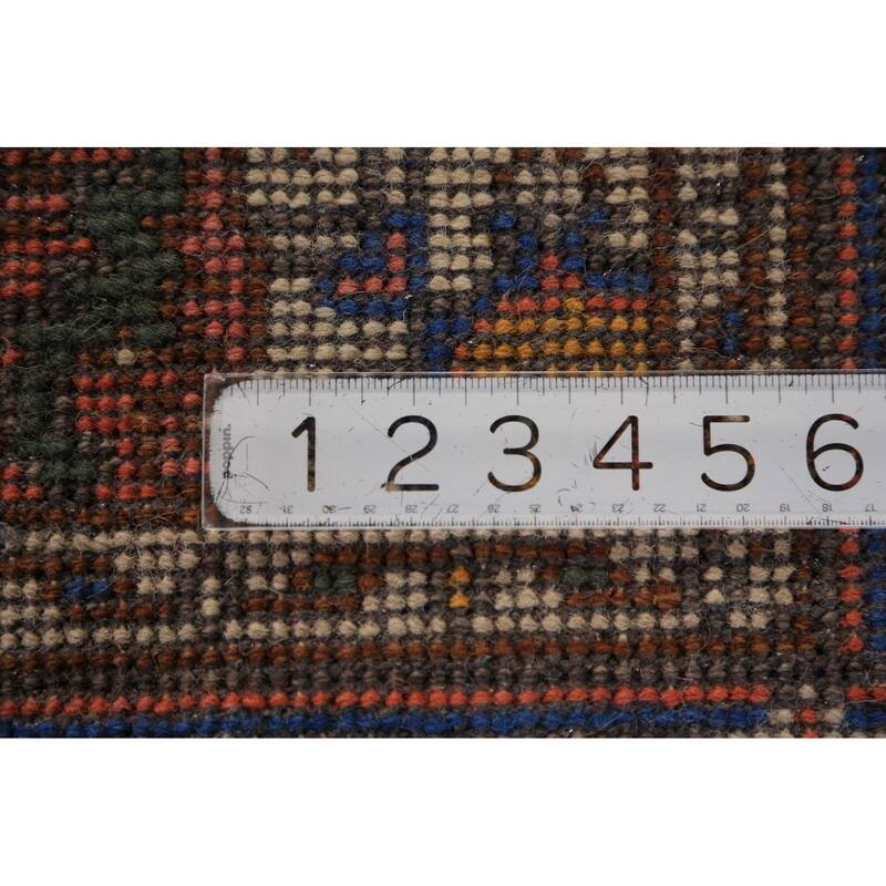 Blue Geometric Heriz Serapi Indian Foyer Rug Handmade Wool Carpet - 3'0"x 5'0"