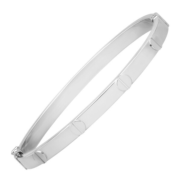 Just Gold Screw Motif Bangle Bracelet in 14K White Gold