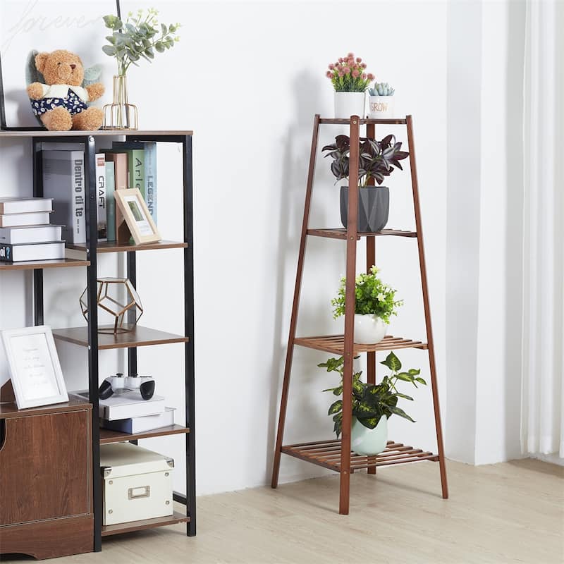 4 Tier Potted Bamboo Flowers Stand Corner Plant Shelf
