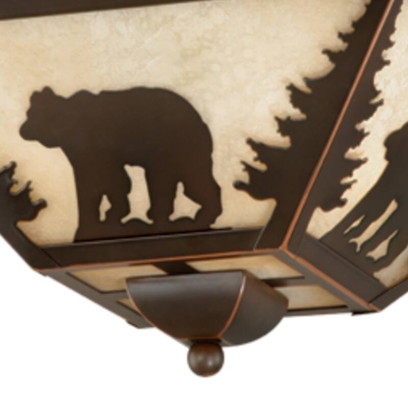 Bozeman 14-in W Bronze Rustic Bear Flush Mount Ceiling Light Fixture - 14-in W x 5.75-in H x 14-in D