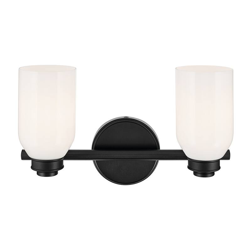 Kichler Lighting Shae 15" 2-Light Vanity Light with White Opal Glass in Black