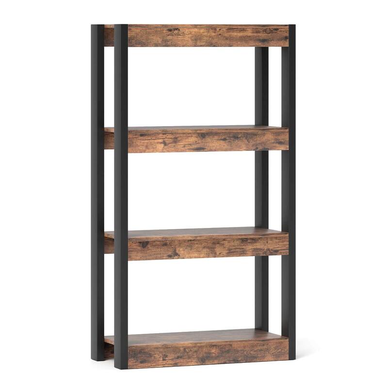 Costway 1 PCS 4 Tier Bookshelf Wooden Bookcase with Dual Anti-Tipping - See Details