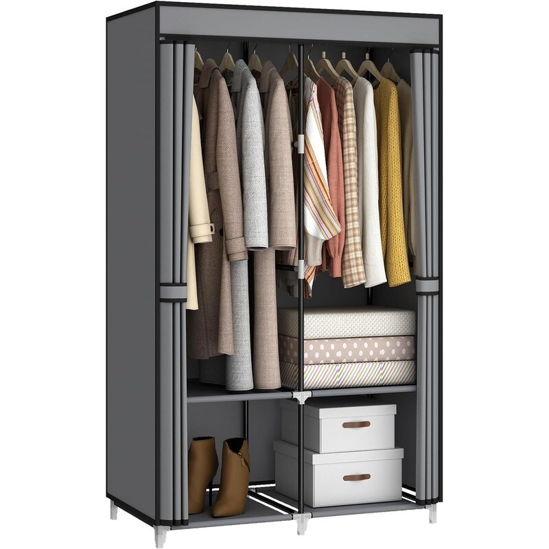 35 inch Portable Wardrobe Closet for Small Room Grey N A