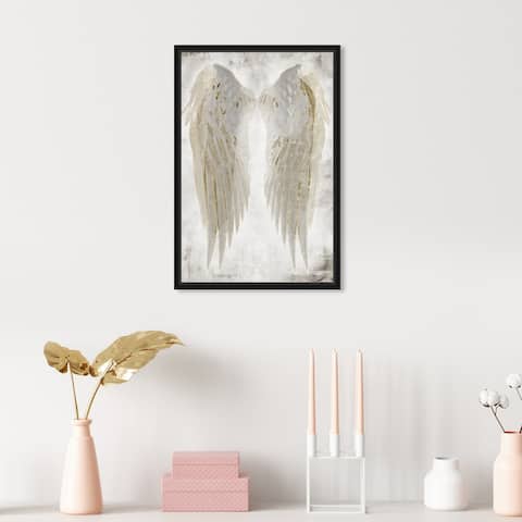 Oliver Gal 'Wings of Angel Beige' Fashion White Wall Art Canvas
