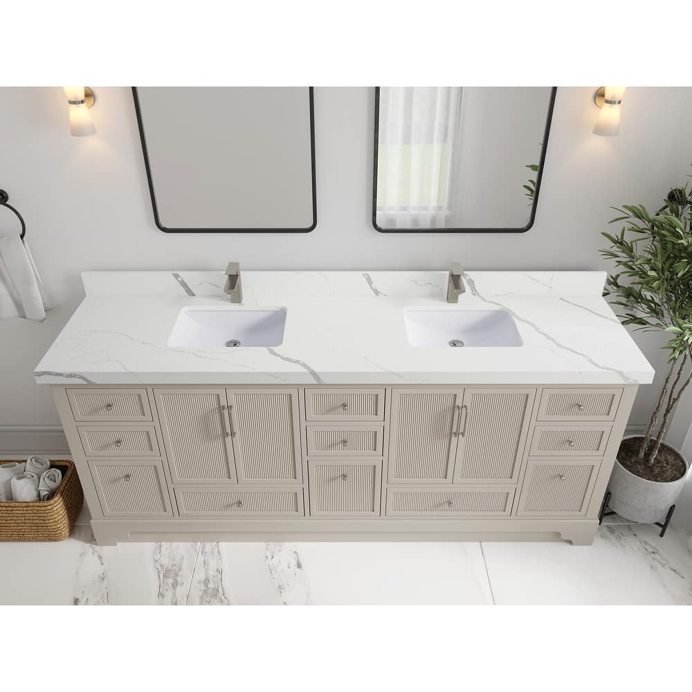 Willow Collections 84 in. W x 22 in. D Alys Double Bowl Sink Bathroom Vanity with Countertop