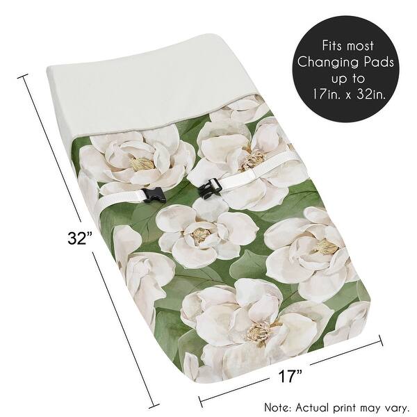 Boho Flower Floral Girl Changing Pad Cover Ivory Shabby Chic Bohemian Watercolor Garden Wildflower Nature Modern Elegant Beige