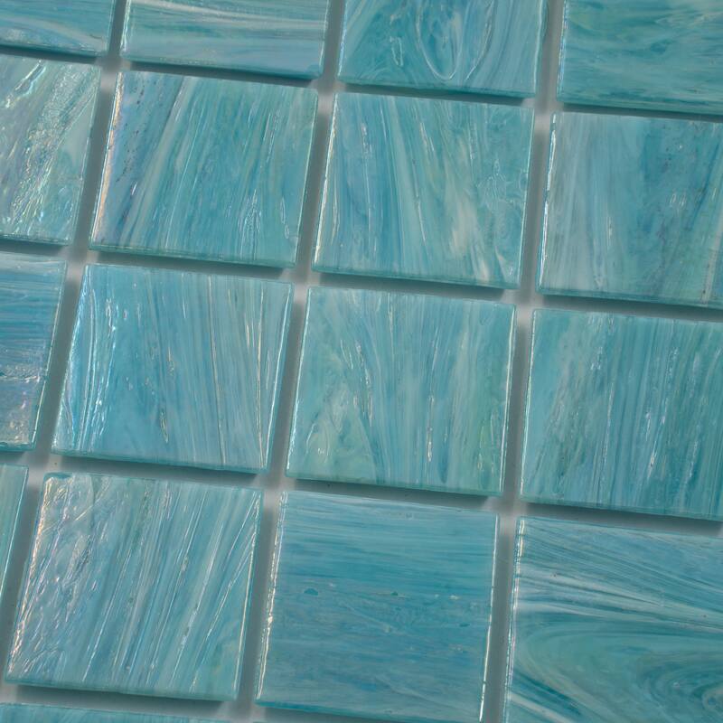 Apollo tile 12" x 12" Celestial Glossy Light Teal Blue Glass Tile (10 sq ft/case) - 10 Pack