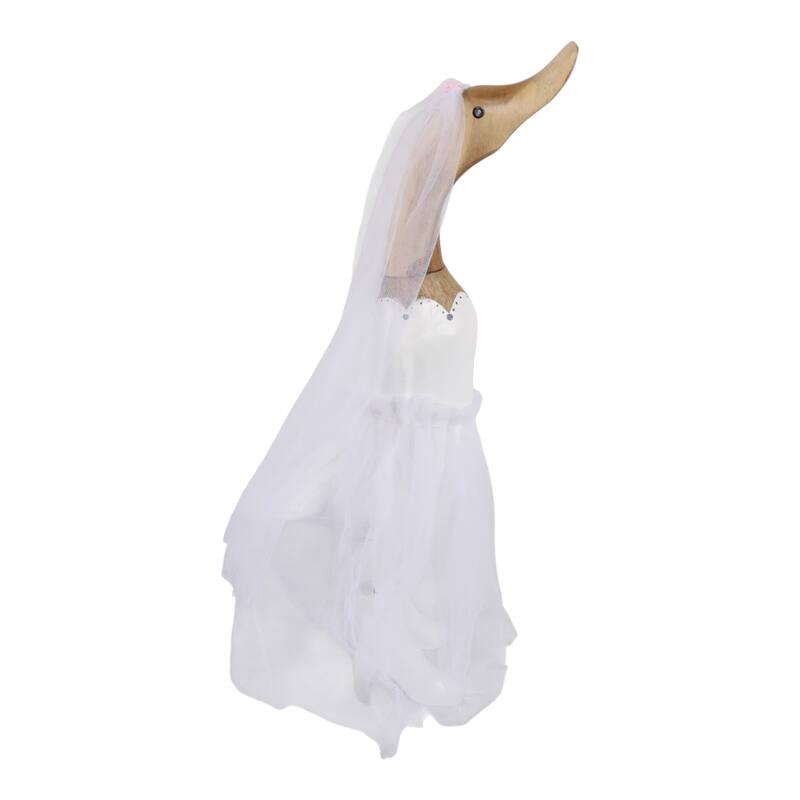 Decorative Wooden Wedding Duck Figurine Sculpture - 16.0"