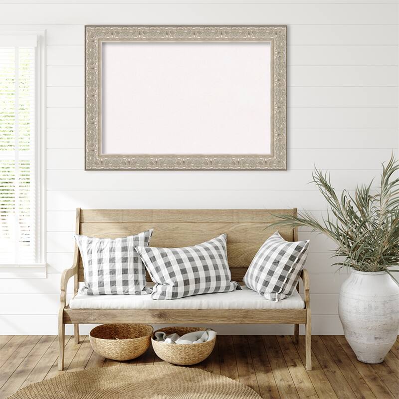 Luxe Silver Cream Framed Cork Board - Bulletin Board, Organization Board, Pin Board