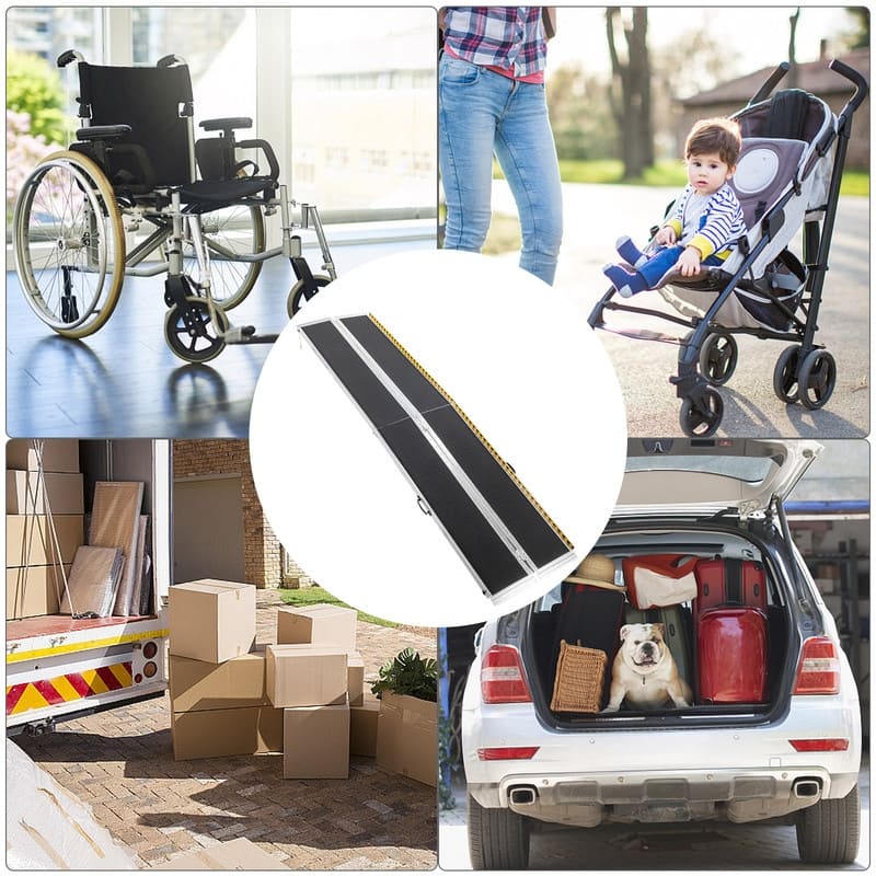 10ft Aluminum Multi-Folding Wheelchair Scooter Mobility Ramp Portable Non-Slip - N/A