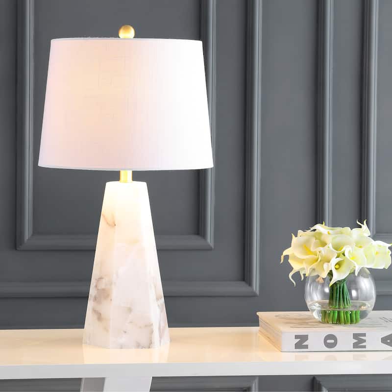 Highland 25.5" Alabaster LED Table Lamp, White by JONATHAN Y