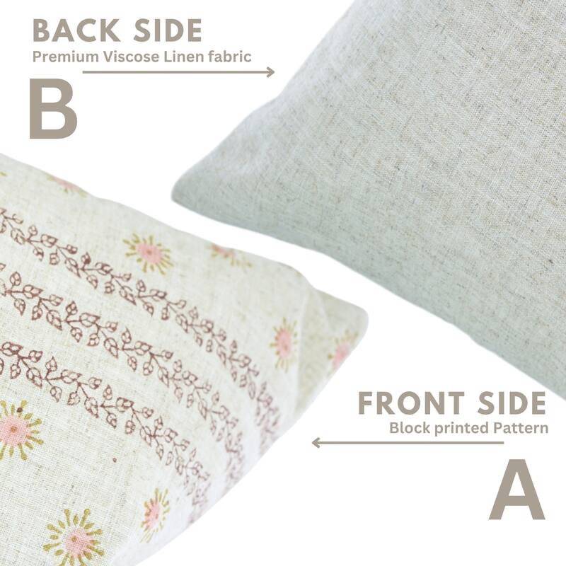 Fabdivine Peach 14x36 Inch Floral Cushion Cover for Summer Bedroom Rectangle Throw Fall Décor Viscose Linen Lounge, Happy Bloom