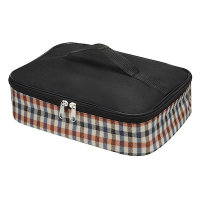 Insulated Lunch Bags, Flat Bento Bags Plaid Pattern Food Container Bag